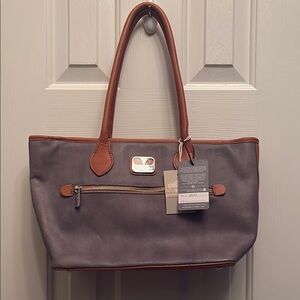 Valentina Gray and Brown Shoulder Bag